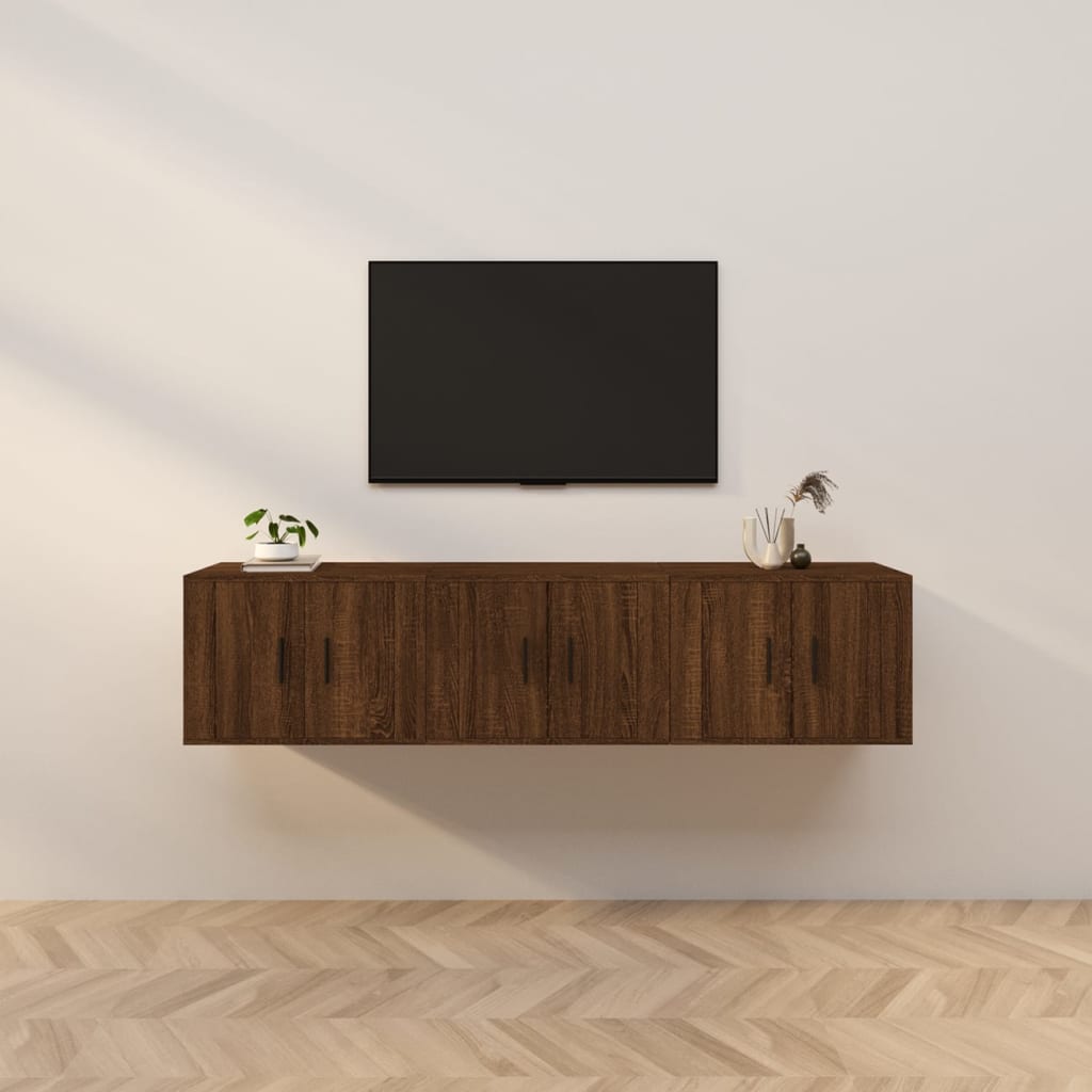 Tv-Wandmeubels 3 St 57X34,5X40 Cm Bruineikenkleurig