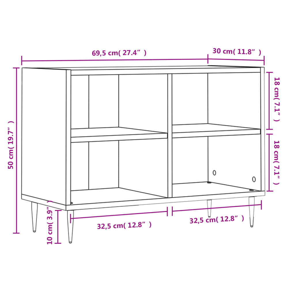 Tv-Meubel 69,5X30X50 Cm Bewerkt Hout Betongrijs