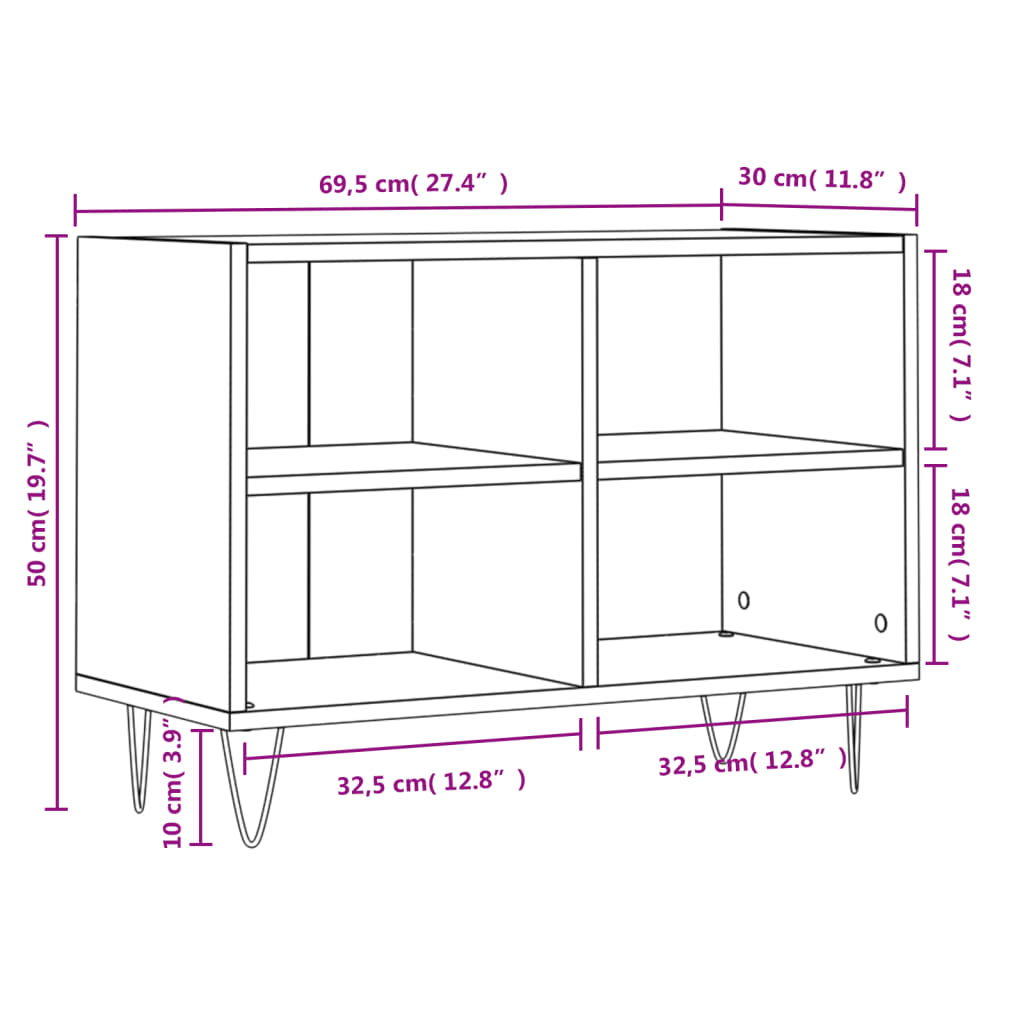 Tv-Meubel 69,5X30X50 Cm Bewerkt Hout Betongrijs 1