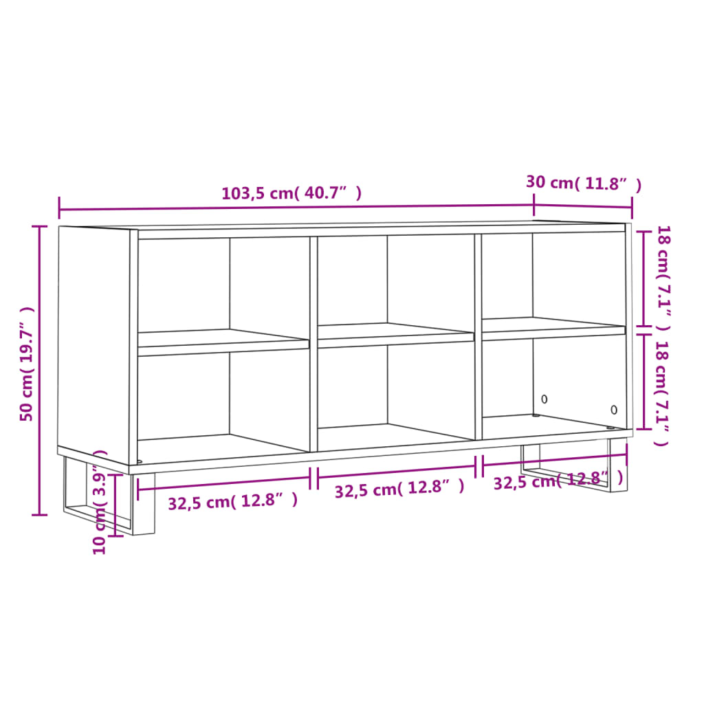 Tv-Meubel 103,5X30X50 Cm Bewerkt Hout Betongrijs