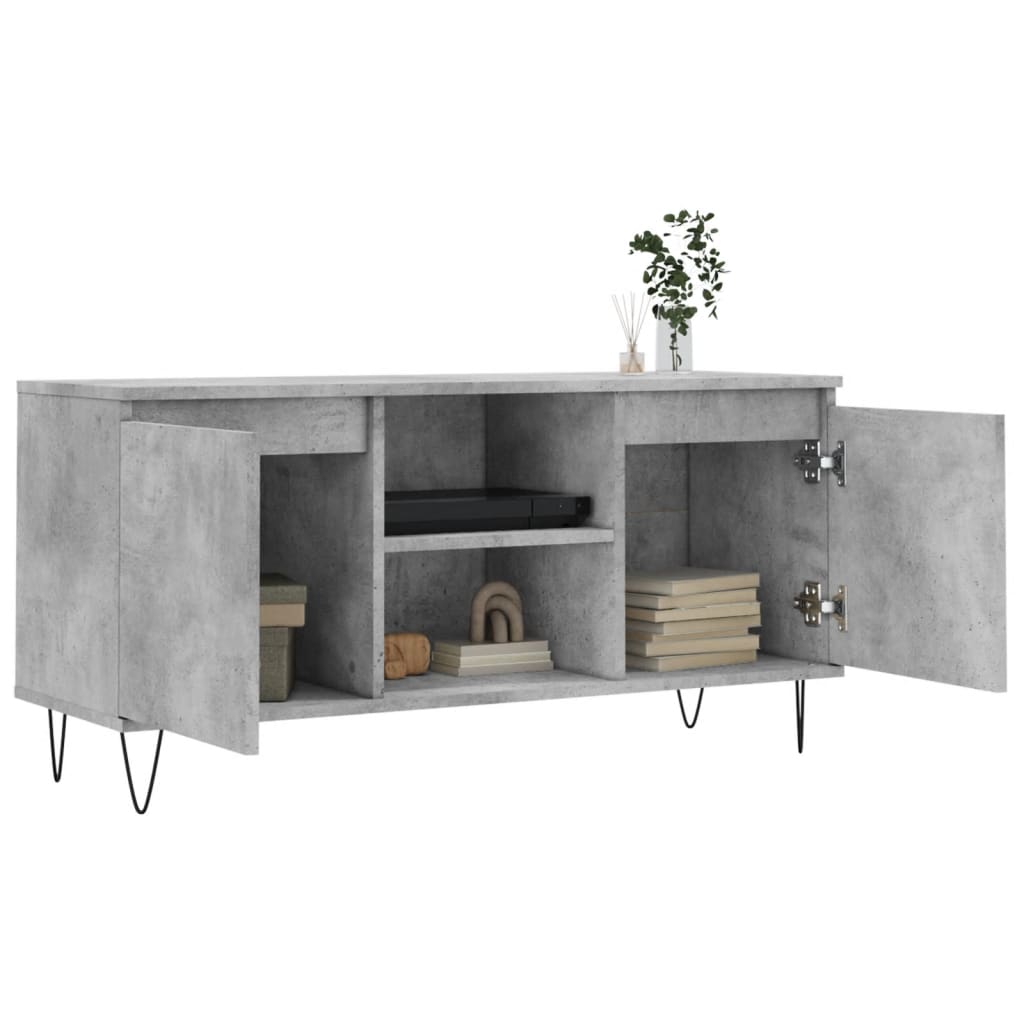 Tv-Meubel 104X35X50 Cm Bewerkt Hout Betongrijs