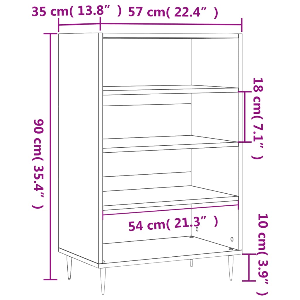 Hoge Kast 57X35X90 Cm Bewerkt Hout Betongrijs 1