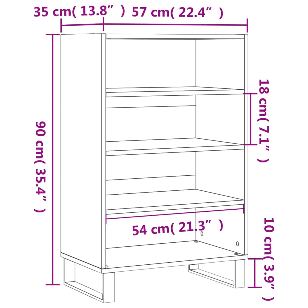 Hoge Kast 57X35X90 Cm Bewerkt Hout Betongrijs 1