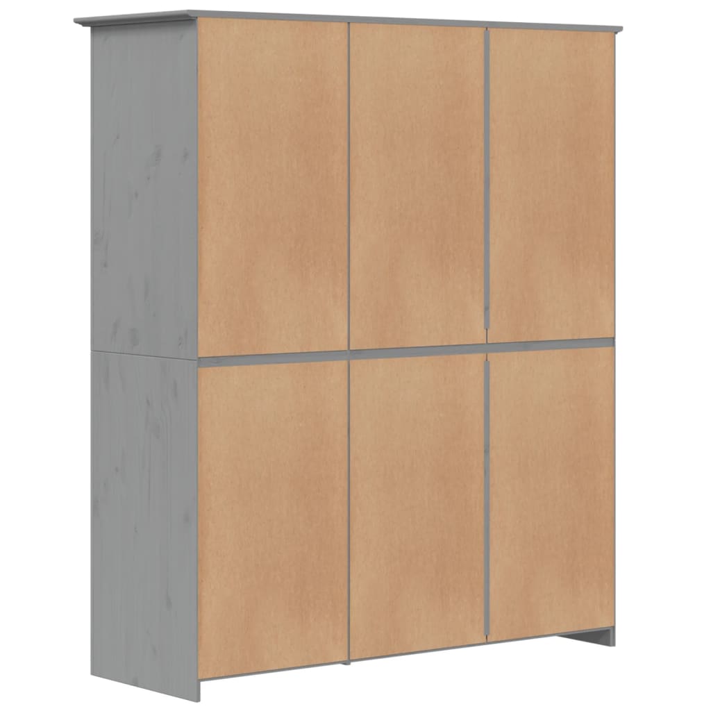 Kledingkast BODO 146x53,5x173 cm massief grenenhout grijs