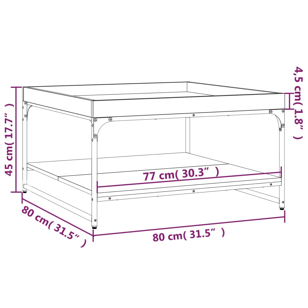 Salontafel 80X80X45 Cm Bewerkt Hout En Ijzer Bruineikenkleurig