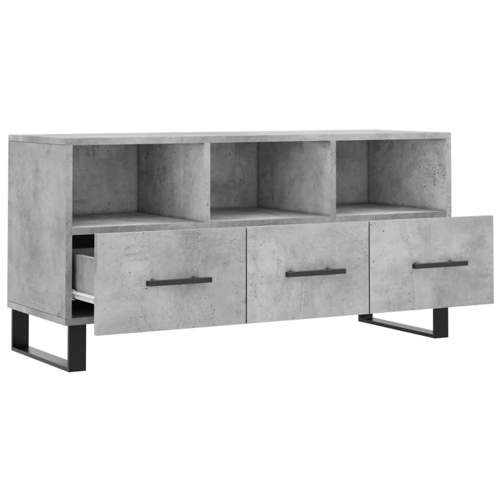 Tv-Meubel 102X36X50 Cm Bewerkt Hout Betongrijs