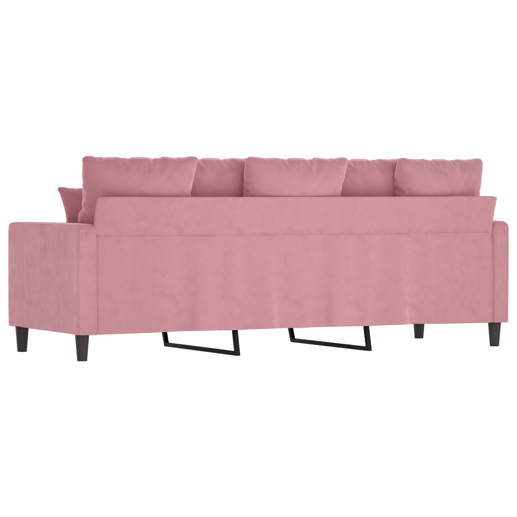 Driezitsbank 180 cm fluweel roze