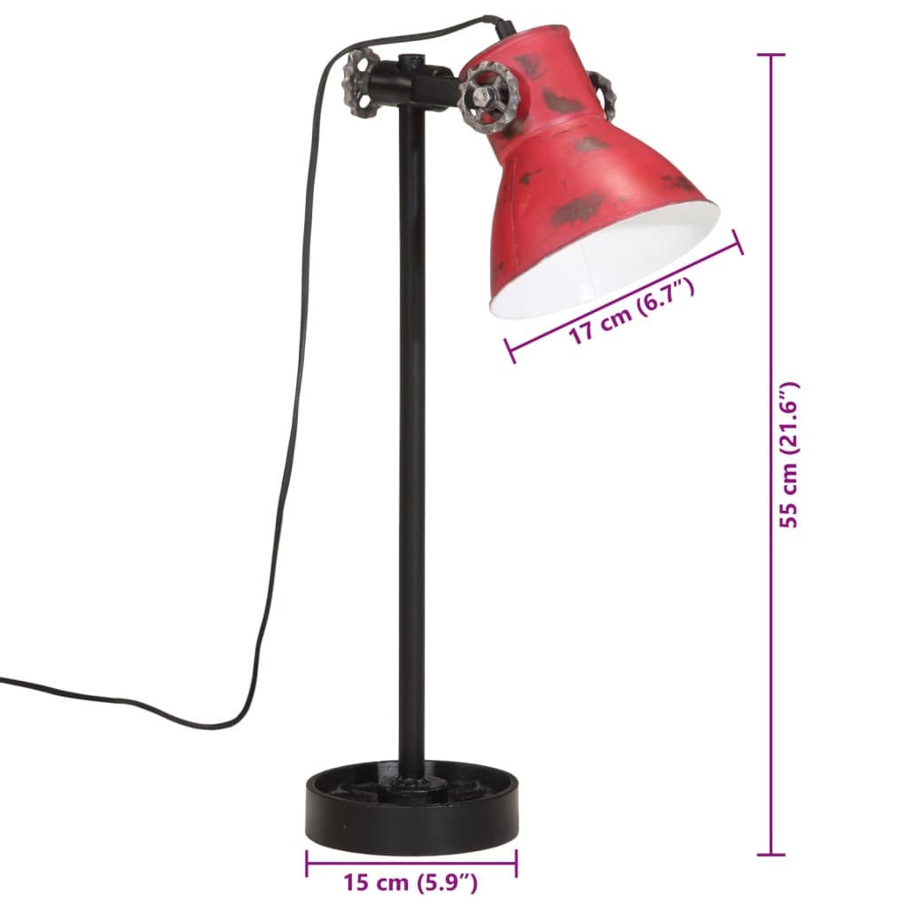 Bureaulamp 25 W E27 15x15x55 cm verweerd rood