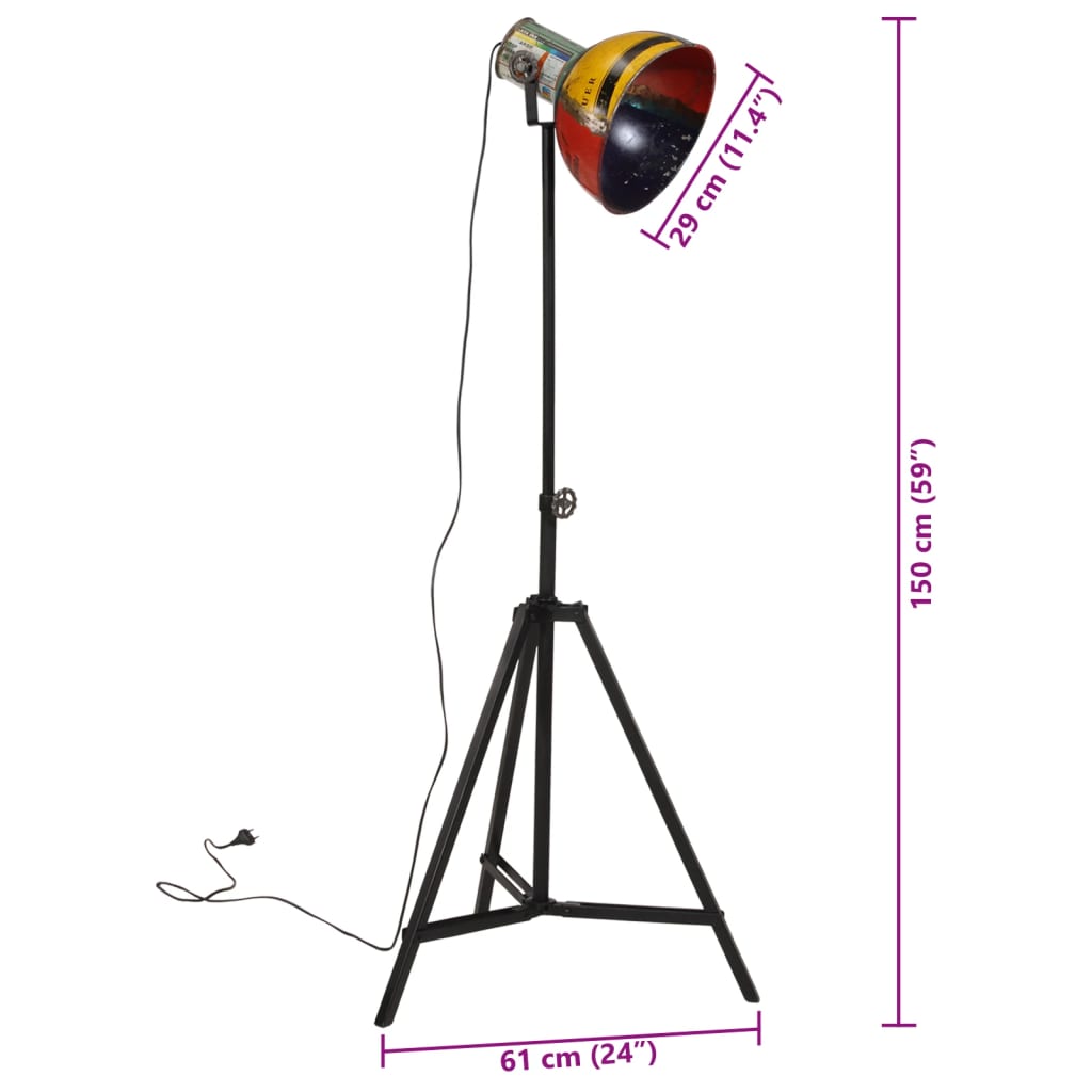 Vloerlamp 25 W E27 61x61x90/150 cm meerkleurig