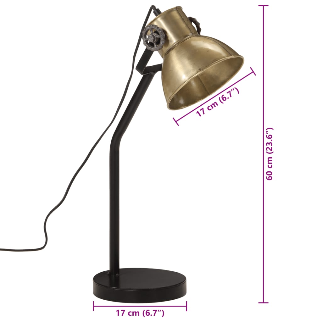 Bureaulamp 25 W E27 17x17x60 cm antiek messingkleurig