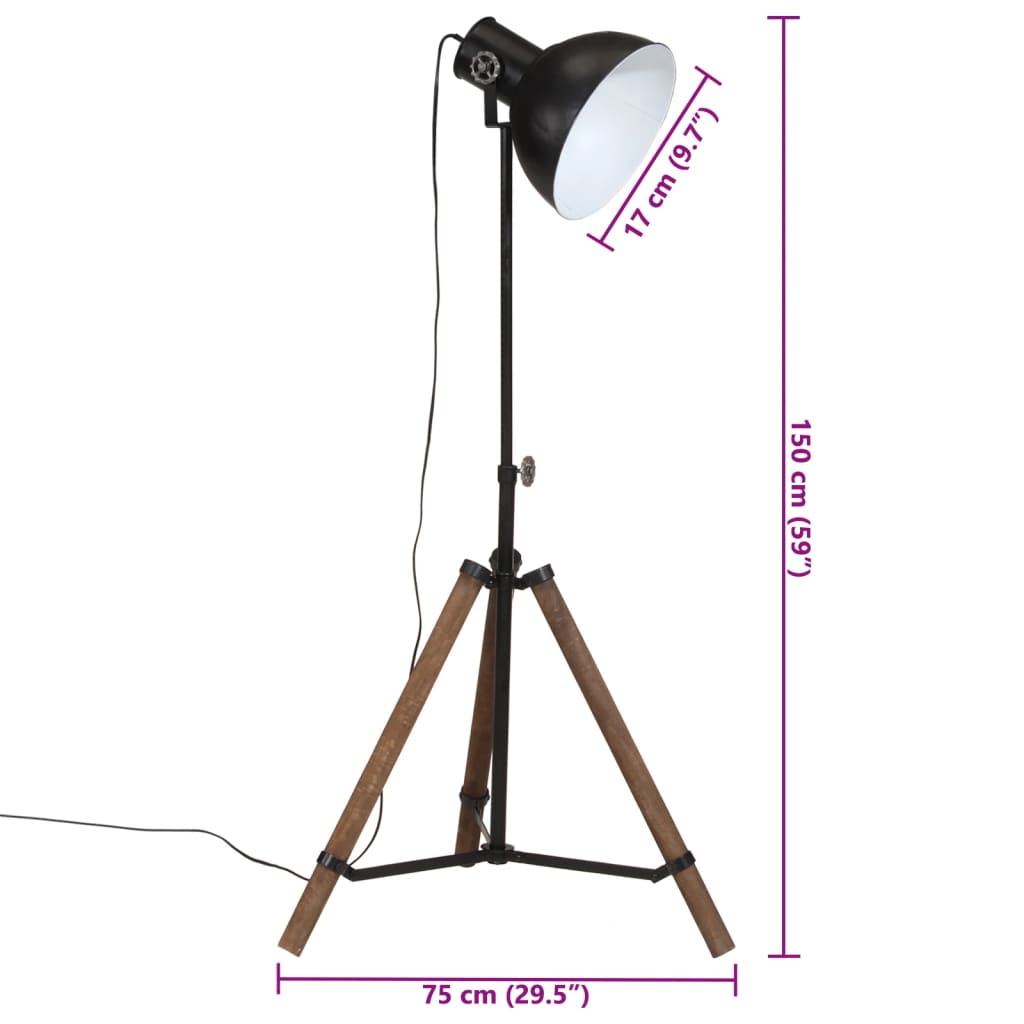 Vloerlamp 25 W E27 75x75x90-150 cm zwart