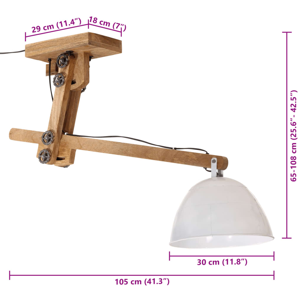 Plafondlamp 25 W E27 105x30x65-108 cm wit