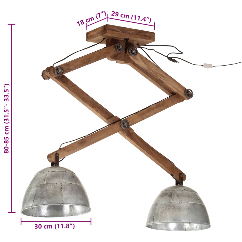 Plafondlamp 25 W E27 29x18x85 cm vintage zilverkleurig