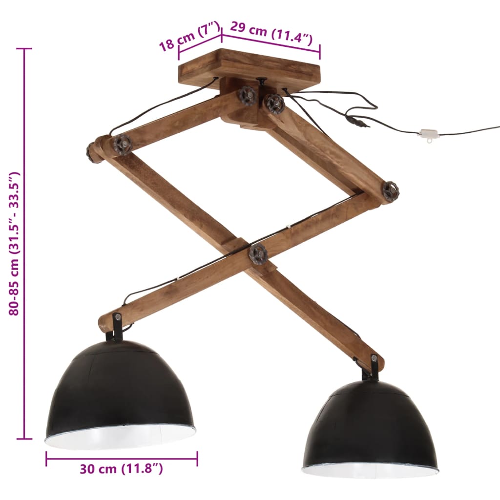 Plafondlamp 25 W E27 29x18x85 cm zwart