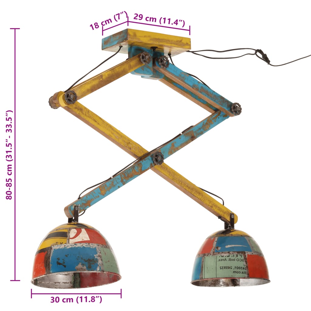 Plafondlamp 25 W E27 29x18x85 cm meerkleurig