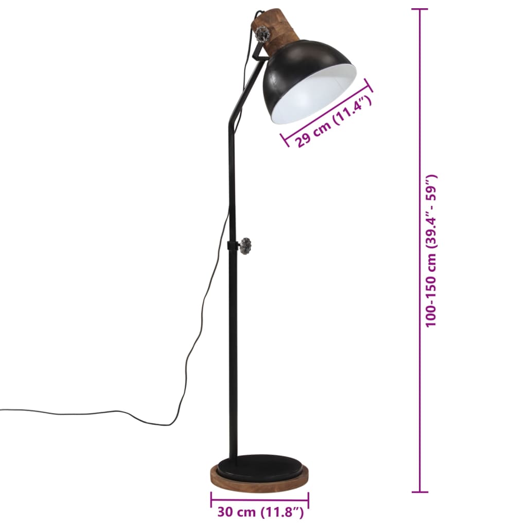 Vloerlamp 25 W E27 30x30x100-150 cm zwart