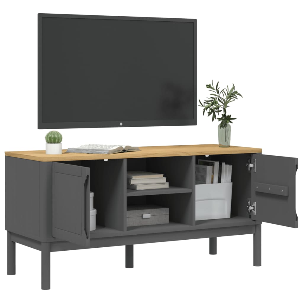 Tv-meubel FLORO 114x43x55 cm massief grenenhout grijs