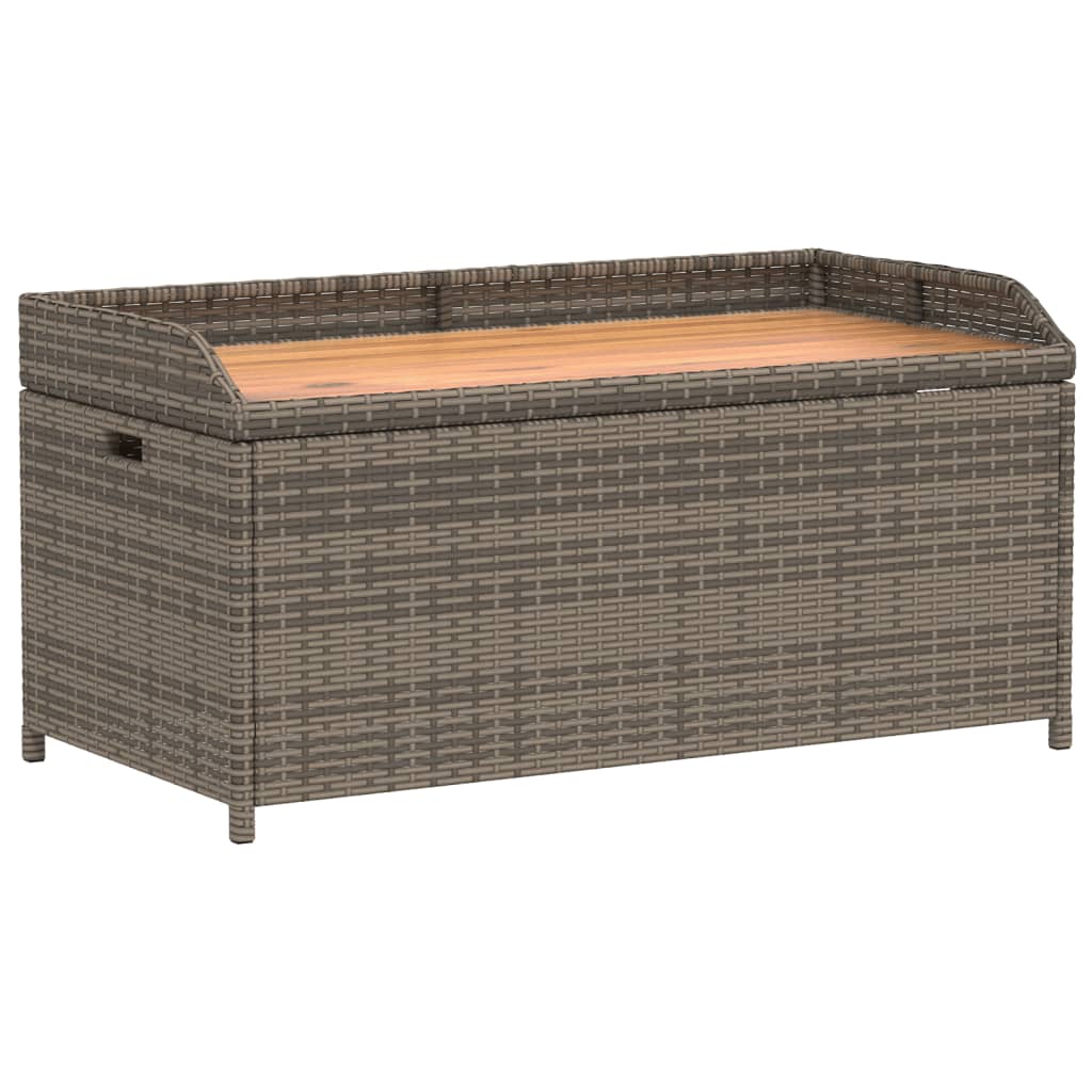 Opbergbank 100x50x52 cm poly rattan en acaciahout grijs