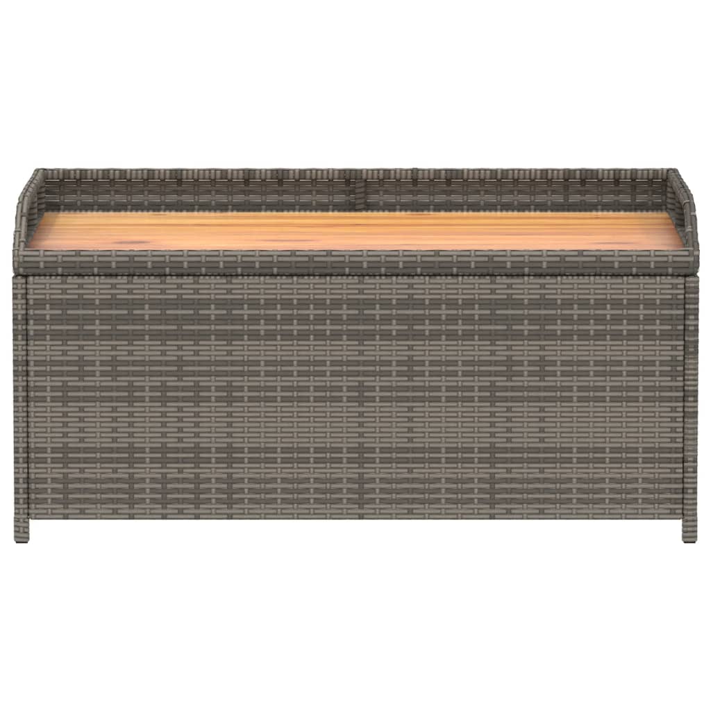 Opbergbank 100x50x52 cm poly rattan en acaciahout grijs