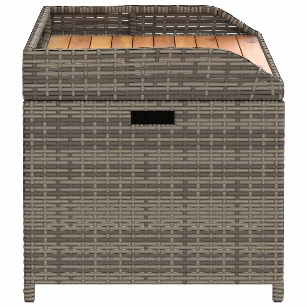 Opbergbank 100x50x52 cm poly rattan en acaciahout grijs