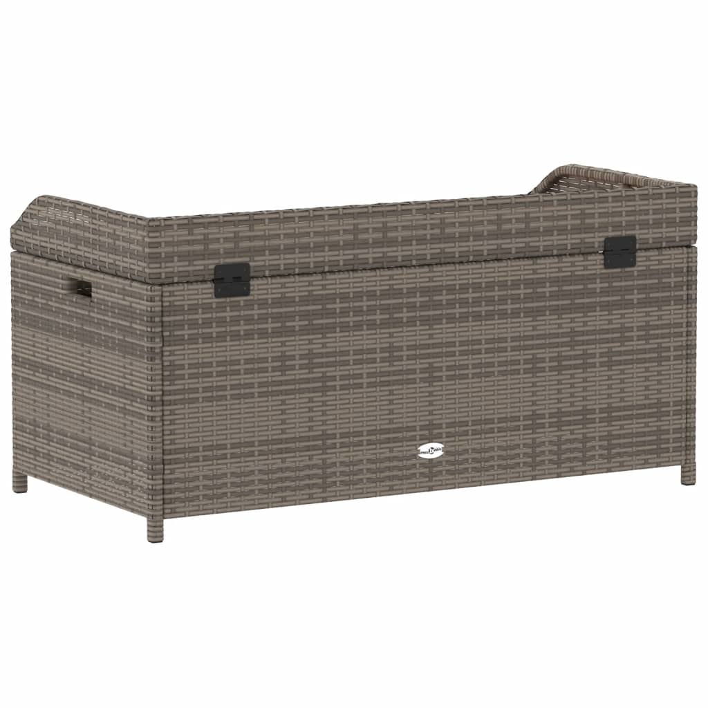 Opbergbank 100x50x52 cm poly rattan en acaciahout grijs