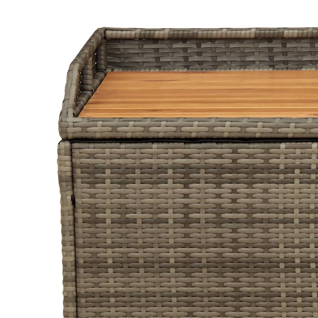 Opbergbank 100x50x52 cm poly rattan en acaciahout grijs