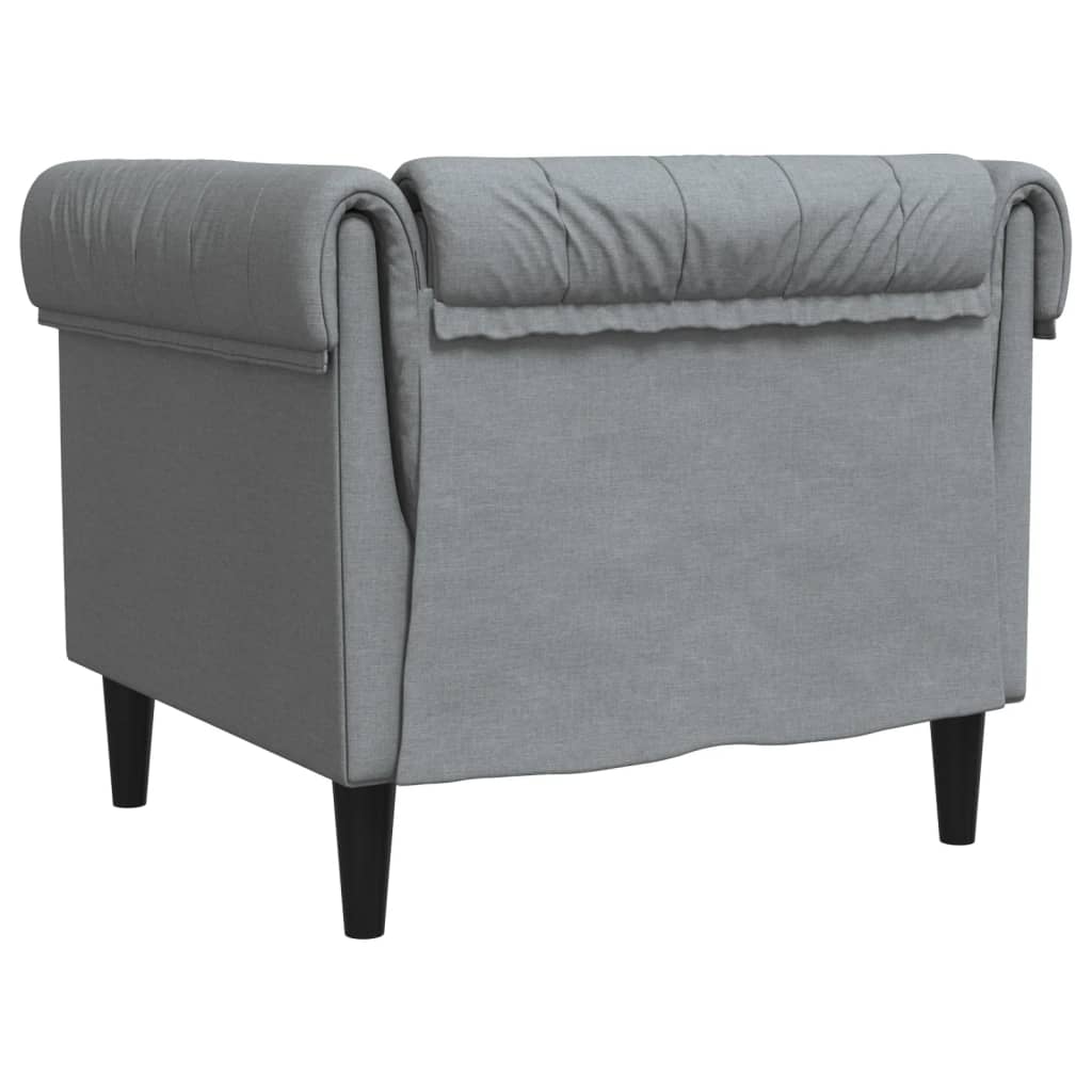 Fauteuil Chesterfield-stijl stof lichtgrijs