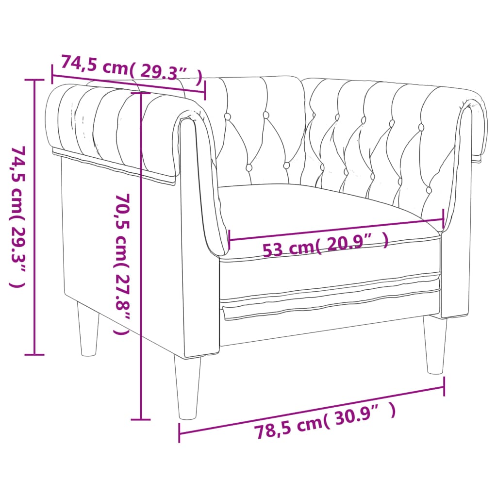 Fauteuil Chesterfield-stijl stof lichtgrijs