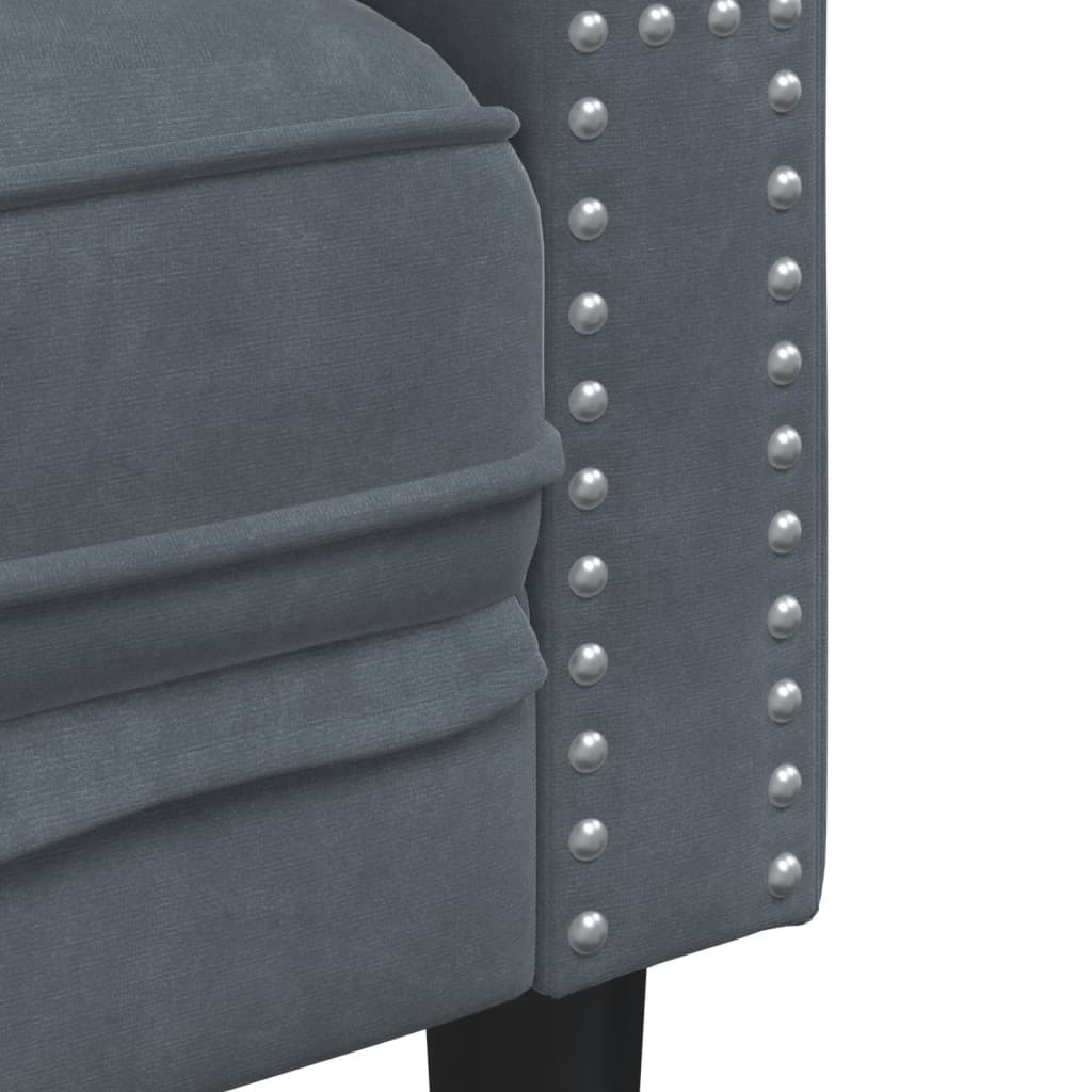 Driezitsbank Chesterfield-stijl en bolsters fluweel donkergrijs