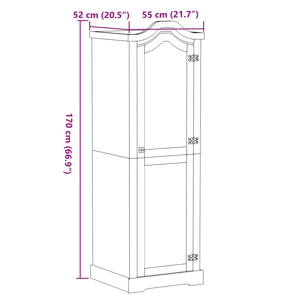 Kledingkast Corona 55x52x170 cm massief grenenhout