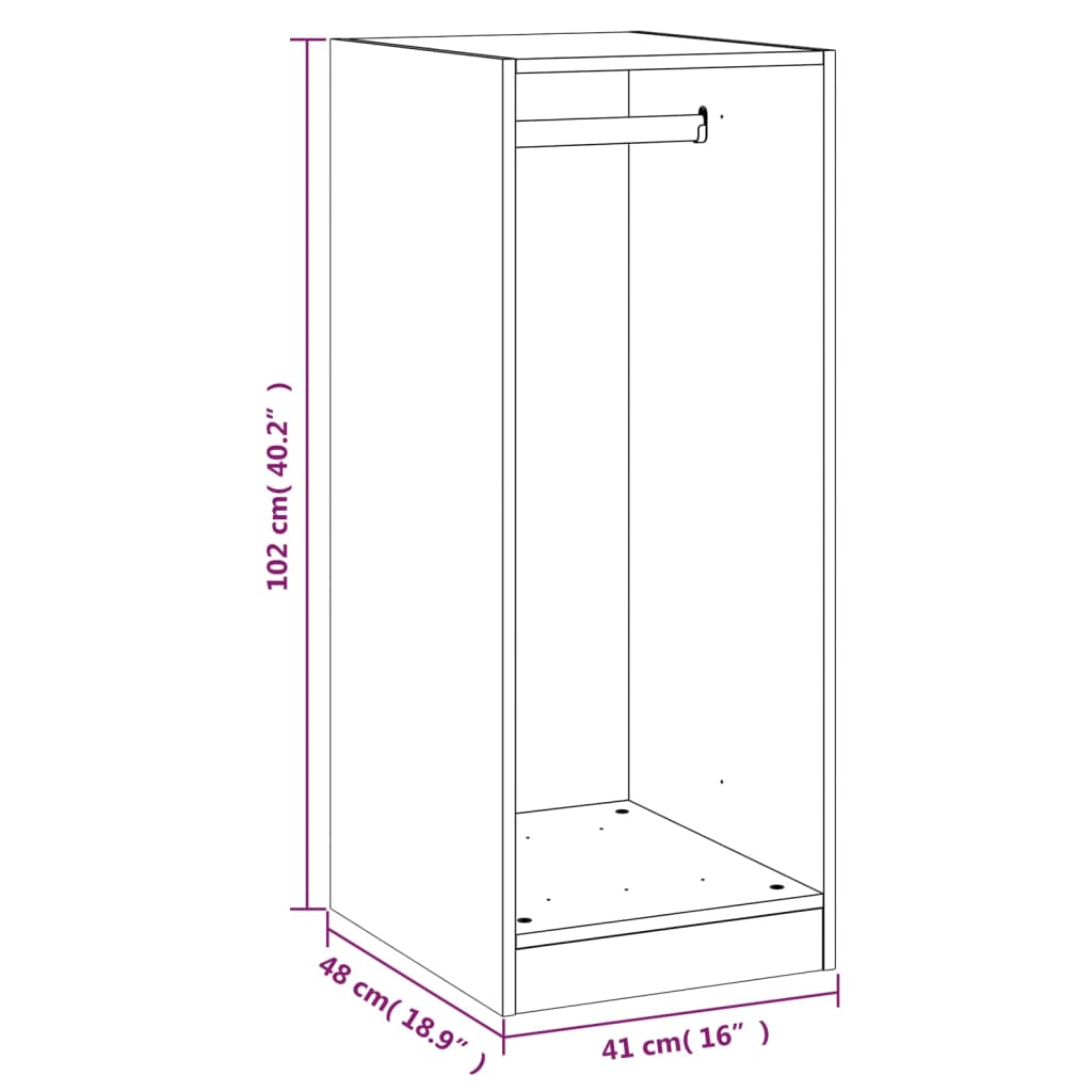 Kledingkast 48x41x102 cm bewerkt hout wit