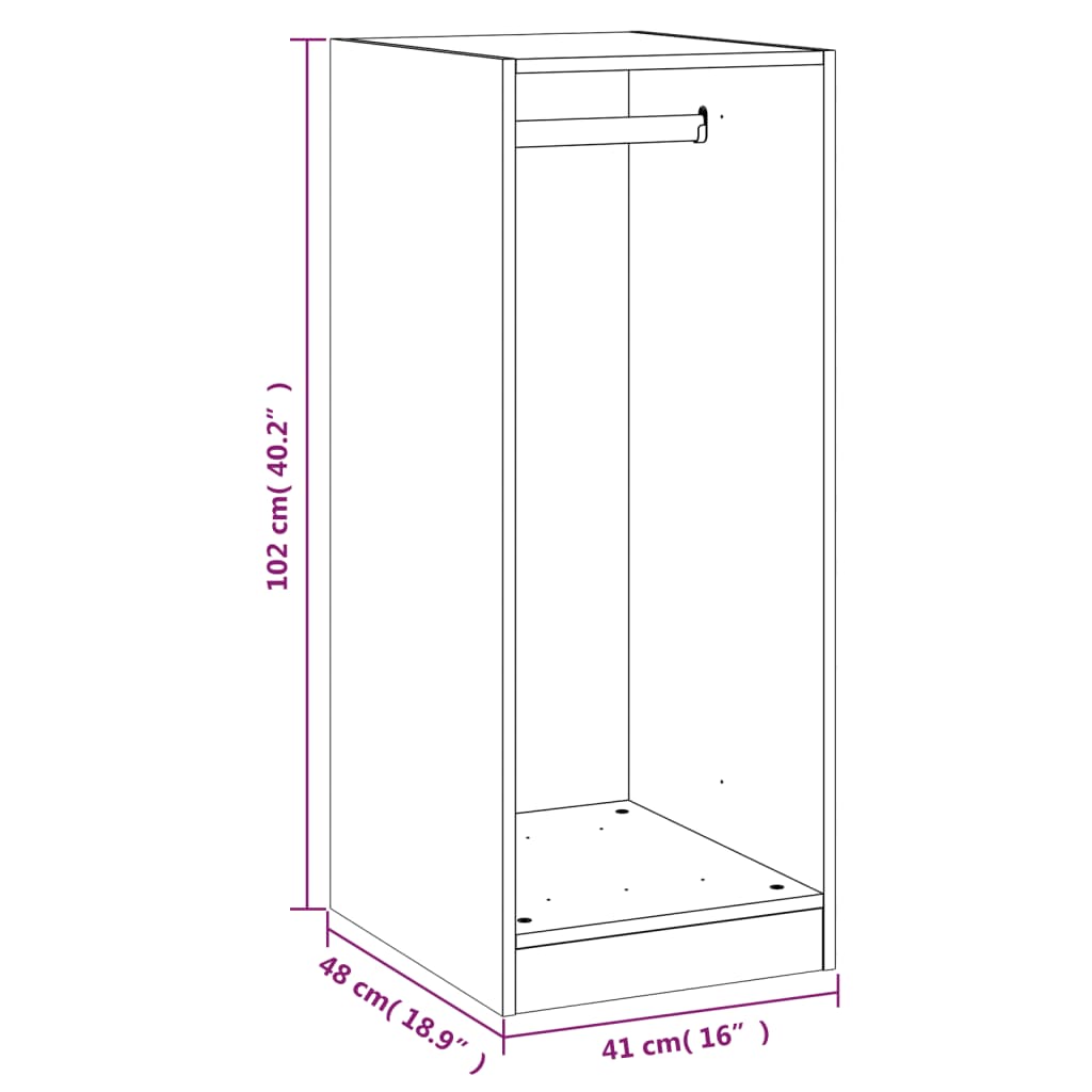 Kledingkast 48x41x102 cm bewerkt hout gerookt eikenkleurig