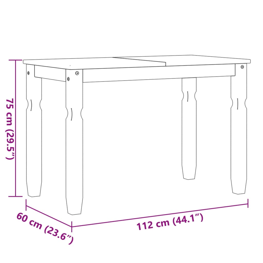 Eettafel Corona 112x60x75 cm massief grenenhout