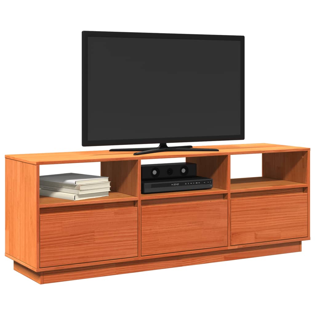 Tv-meubel 140x37x50 cm massief grenenhout wasbruin