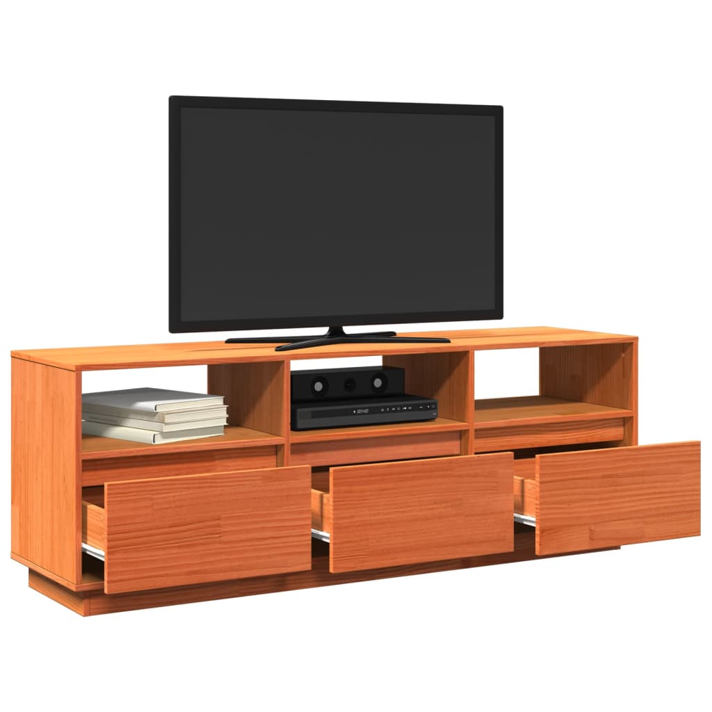 Tv-meubel 140x37x50 cm massief grenenhout wasbruin