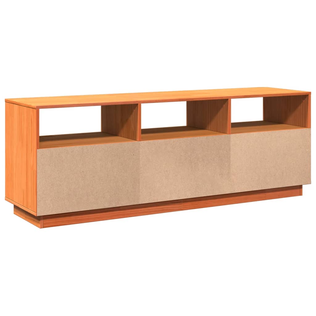 Tv-meubel 140x37x50 cm massief grenenhout wasbruin