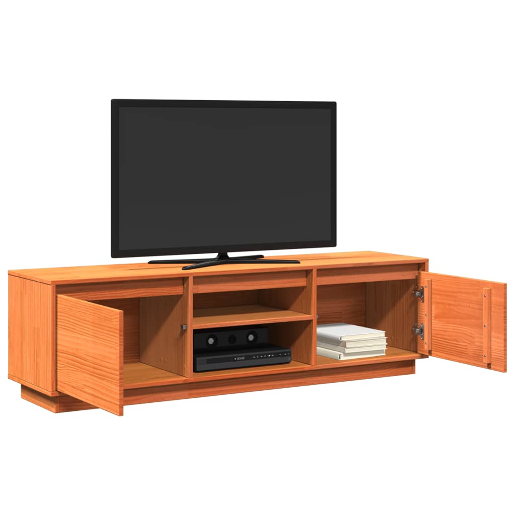 Tv-meubel 140x35x40 cm massief grenenhout wasbruin