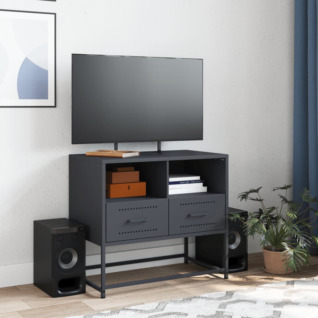 Tv-meubel 68x39x60,5 cm staal antracietkleurig