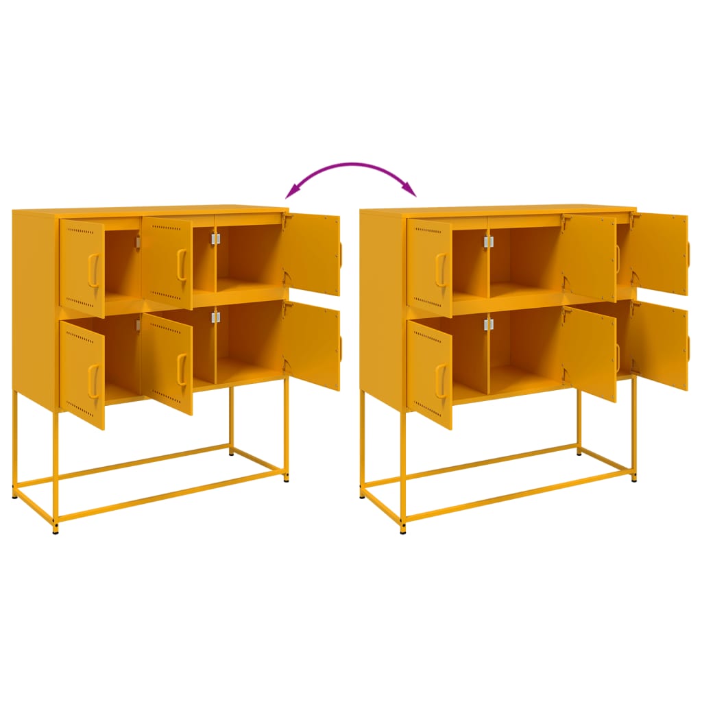 Dressoir 100,5x39x107 cm staal mosterdgeel