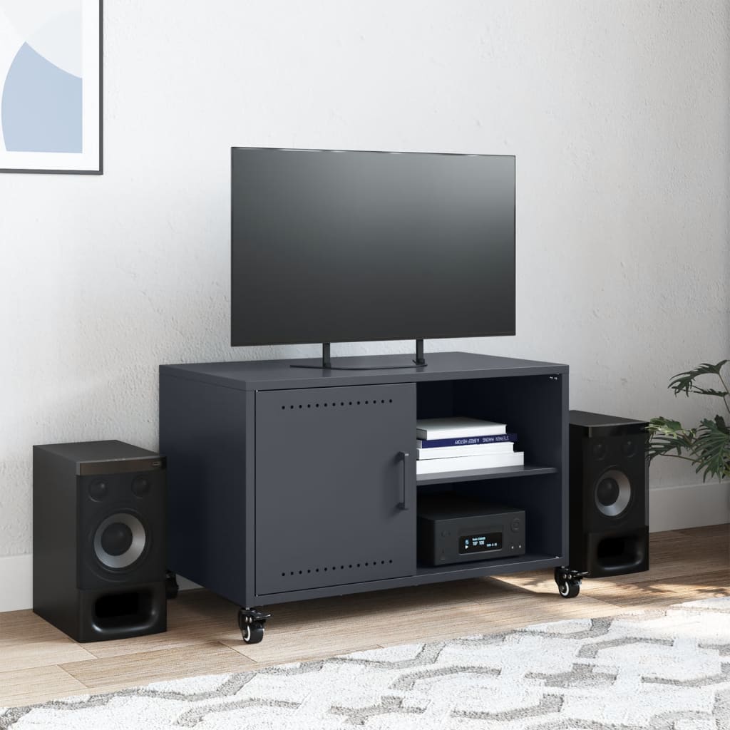 Tv-meubel 68x39x43,5 cm staal antracietkleurig