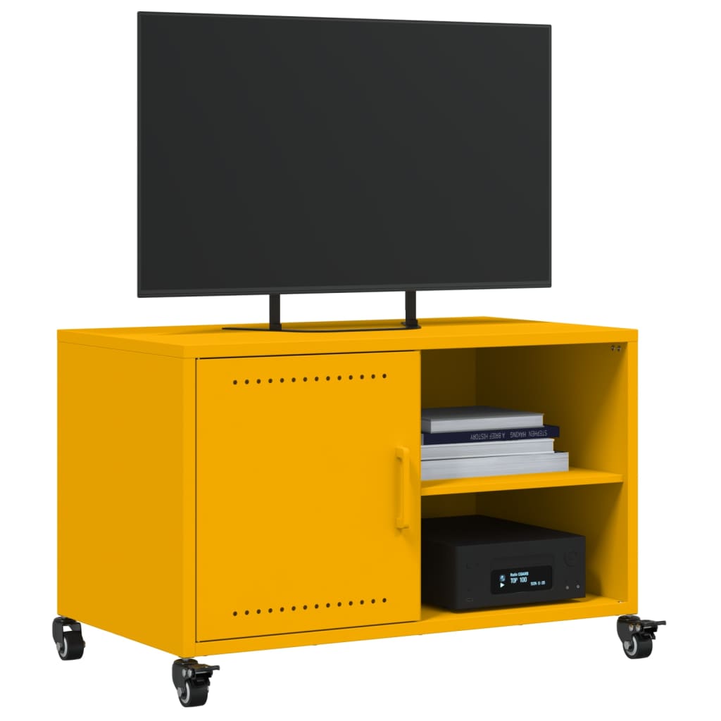 Tv-meubel 68x39x43,5 cm staal mosterdgeel