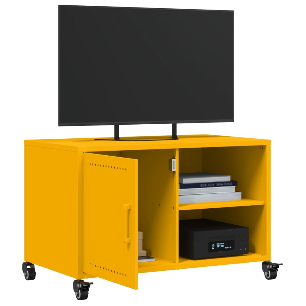 Tv-meubel 68x39x43,5 cm staal mosterdgeel