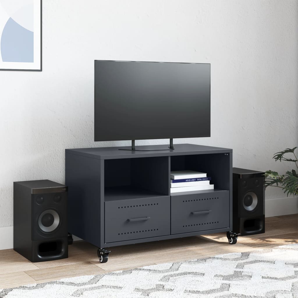 Tv-meubel 68x39x43,5 cm staal antracietkleurig