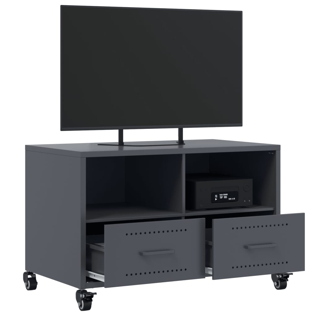 Tv-meubel 68x39x43,5 cm staal antracietkleurig