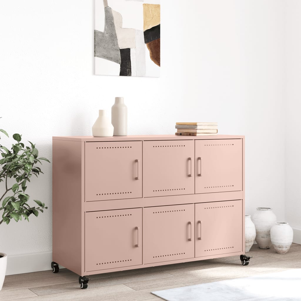 Dressoir 100,5x39x72 cm staal roze