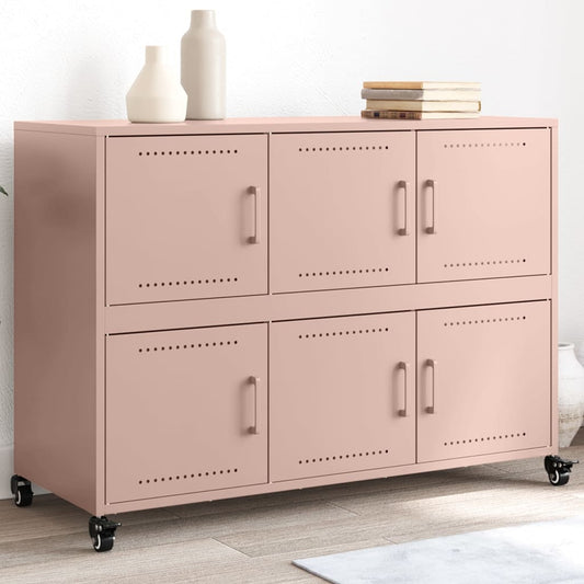 Dressoir 100,5x39x72 cm staal roze