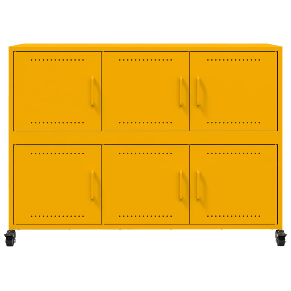 Dressoir 100,5x39x72 cm staal mosterdgeel