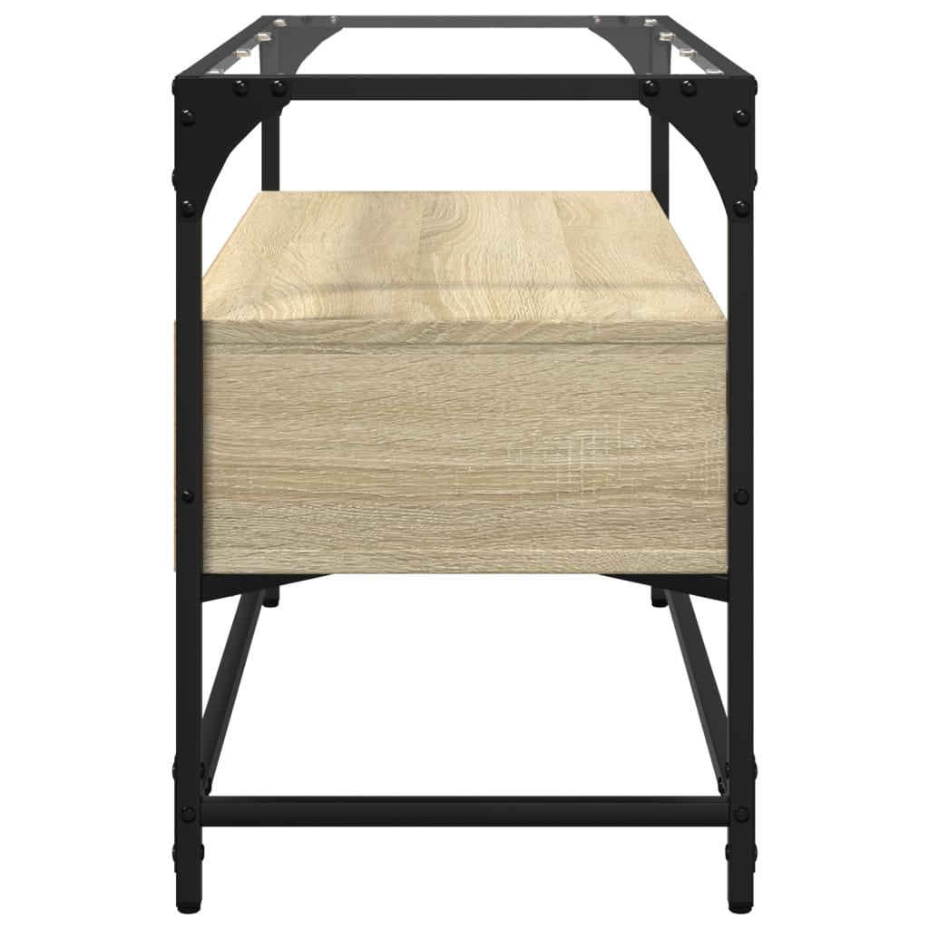 Tv-meubel met glazen blad 80x35x51 cm hout sonoma eikenkleurig