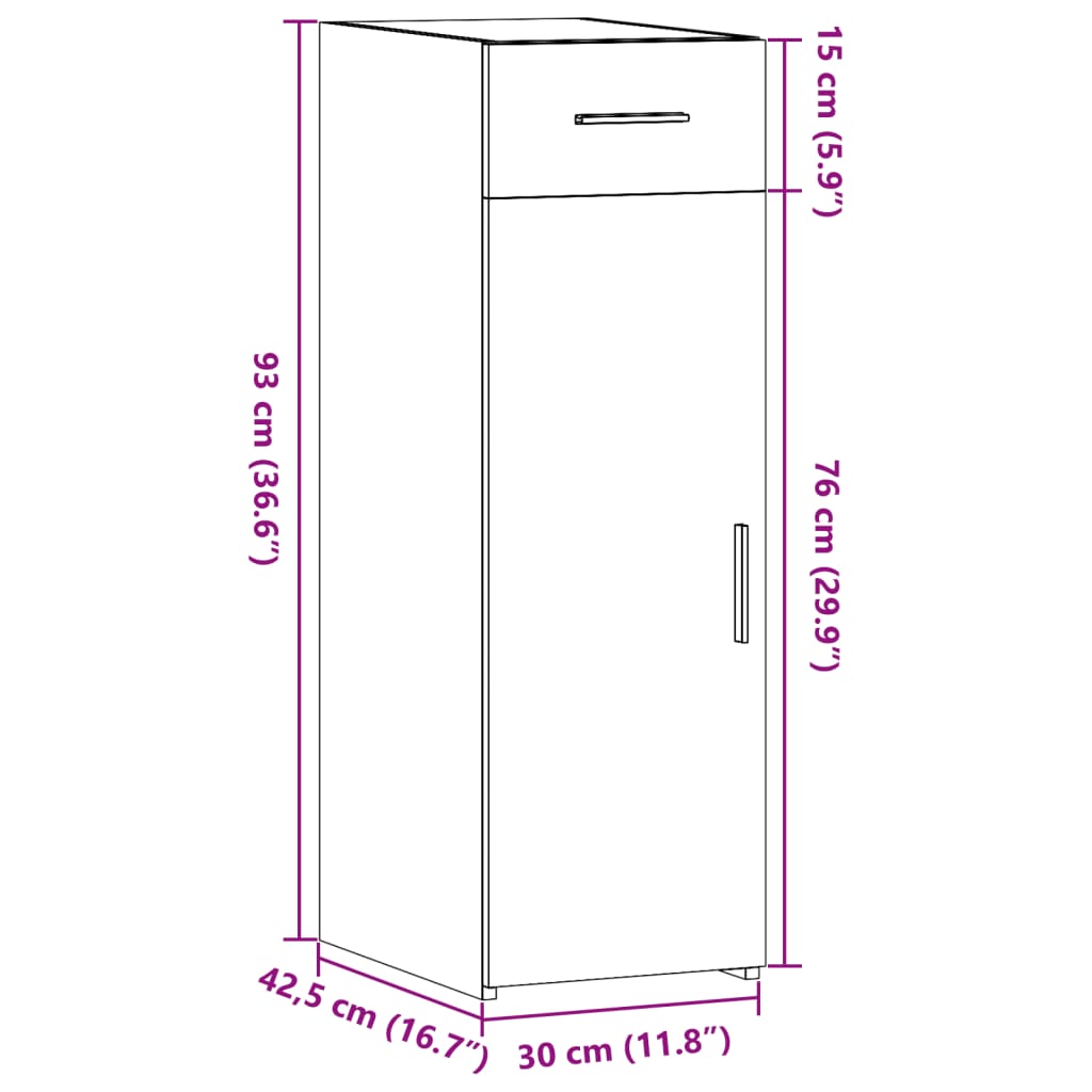 Dressoir 30x42,5x93 cm bewerkt hout wit