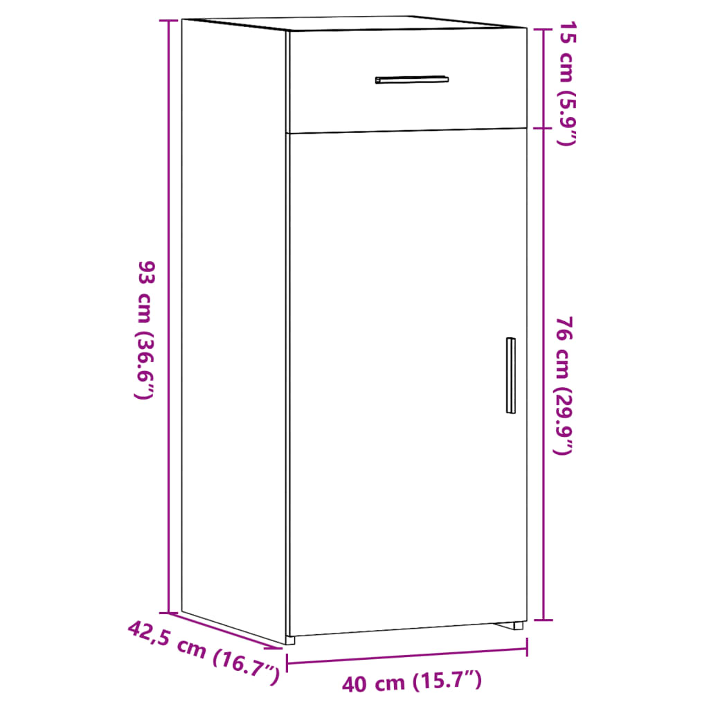 Dressoir 40x42,5x93 cm bewerkt hout zwart